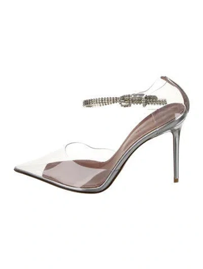 Pre-owned Amina Muaddi Pvc Crystal Embellishments Pumps In Silver
