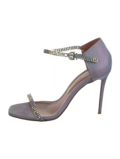 Pre-owned Amina Muaddi Pvc Crystal Embellishments Sandals In Blue