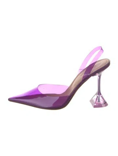 Pre-owned Amina Muaddi Pvc Crystal Embellishments Slingback Pumps In Purple