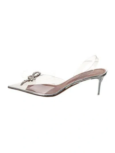 Pre-owned Amina Muaddi Pvc Crystal Embellishments Slingback Pumps In Transparent