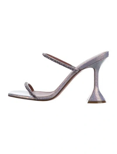 Pre-owned Amina Muaddi Pvc Glitter Accents Slides In Metallic/purple