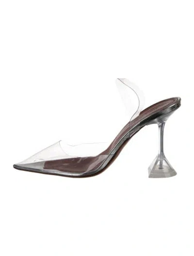 Pre-owned Amina Muaddi Pvc Mules In Clear