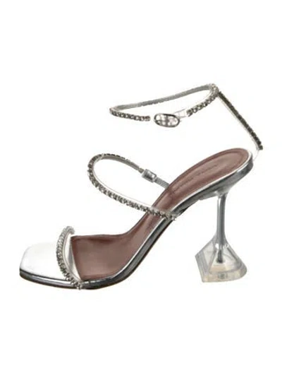 Pre-owned Amina Muaddi Pvc Patterned Pumps In Silver