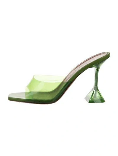 Pre-owned Amina Muaddi Pvc Printed Slides In Green
