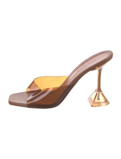 Pre-owned Amina Muaddi Pvc Slides In Brown
