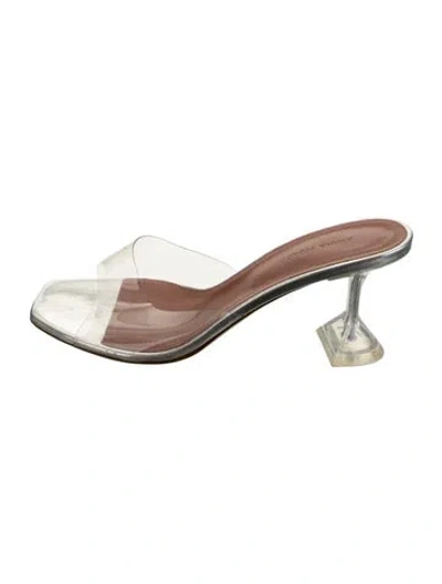 Pre-owned Amina Muaddi Pvc Slides In Clear/silver