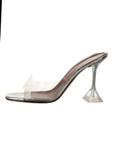 Pre-owned Amina Muaddi Pvc Slides In Clear/silver