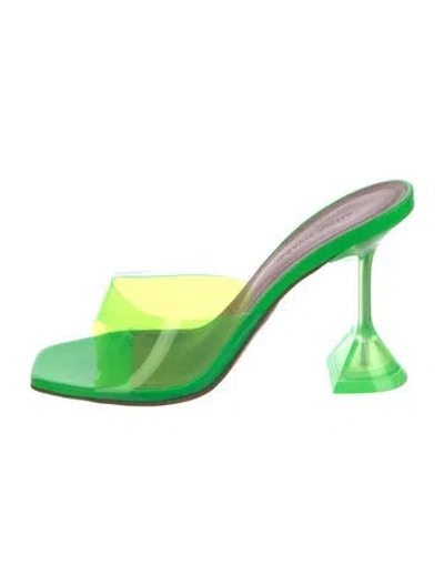 Pre-owned Amina Muaddi Pvc Slides In Green