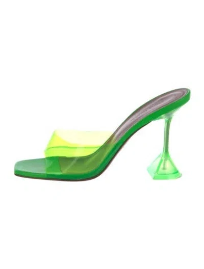 Pre-owned Amina Muaddi Pvc Slides In Green