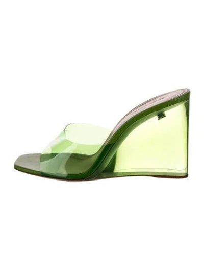 Pre-owned Amina Muaddi Pvc Slides In Green