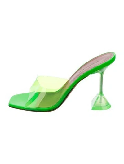 Pre-owned Amina Muaddi Pvc Slides In Green