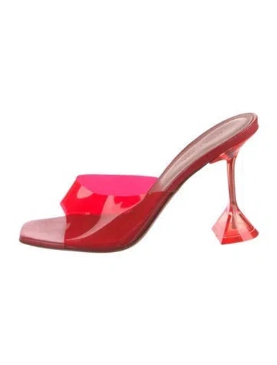 Pre-owned Amina Muaddi Pvc Slides In Red