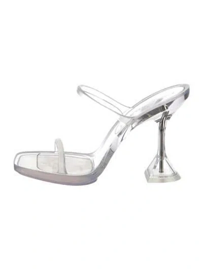 Pre-owned Amina Muaddi Pvc Slides In White