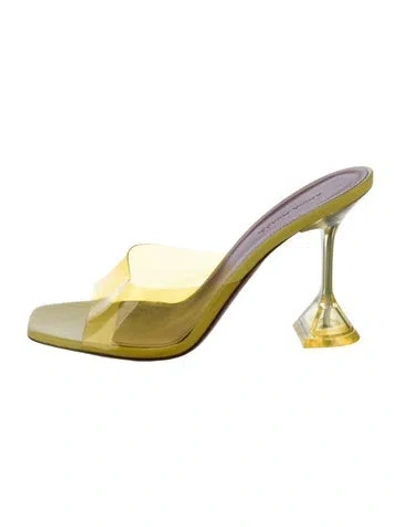 Pre-owned Amina Muaddi Pvc Slides In Yellow