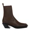 Amina Muaddi Chelsea Boot With Block Heel And Square Toe In Brown