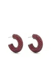 Amina Muaddi Red Cameron Crystal-embellished Hoop Earrings In Brown