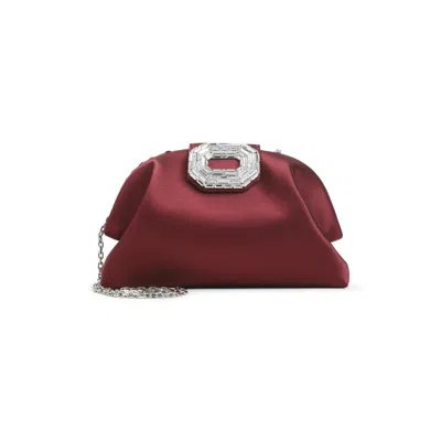 AMINA MUADDI RED EMBELLISHED CLUTCH