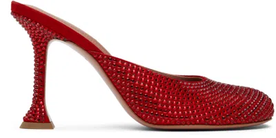 Amina Muaddi Red Iris Crystal Heels