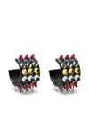 Amina Muaddi Crystal Embellished Small Hoop Earrings In Red