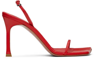 Amina Muaddi Red Maya Slingback Heeled Sandals