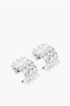 Amina Muaddi Rhinestoned Studs Karma Hoop Earrings In White