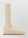 Amina Muaddi Ribbed Texture Flat Sole Sock-like Boots