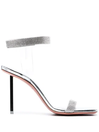 Amina Muaddi Rih 110mm Crystal-embellished Sandals In Silber