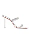 Amina Muaddi Rih Metallic Leather Stiletto Sandals In White