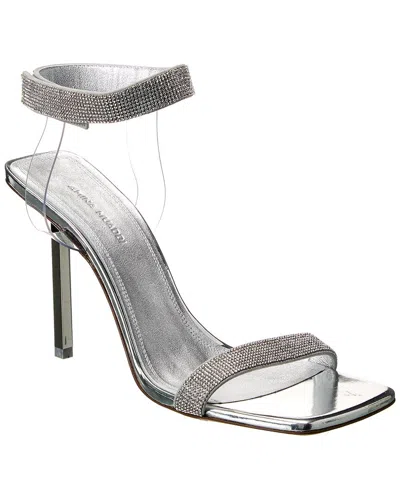 Amina Muaddi Rih Vinyl & Leather Sandal In White