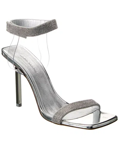 Amina Muaddi Rih Vinyl & Leather Sandal In Silver