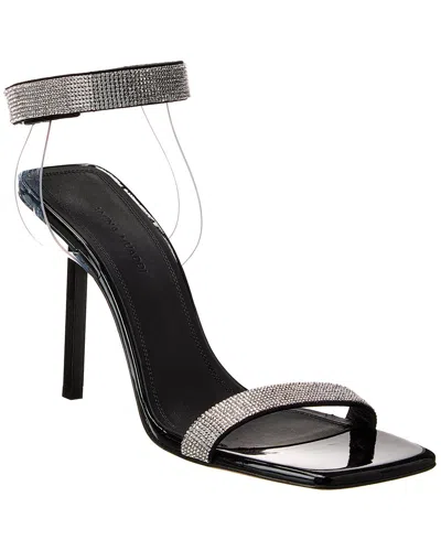 Amina Muaddi Rih Vinyl & Patent Sandal In Black