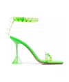 Amina Muaddi Riveted High-heeled Sandals In Green