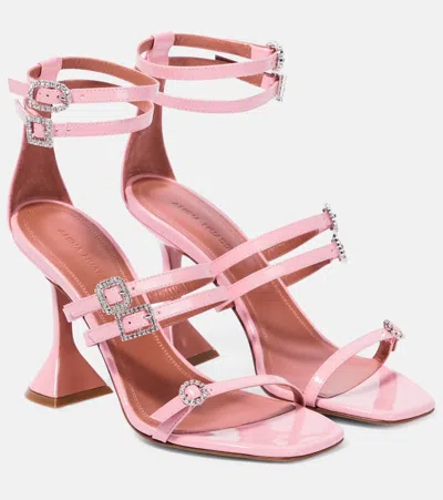 Amina Muaddi Robyn Embellished Leather Sandals In Baby Pink