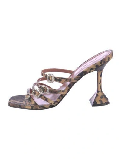 Pre-owned Amina Muaddi Robyn Satin Sandals In Brown
