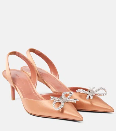 Amina Muaddi Rosie 60 Satin Slingback Pumps In Orange