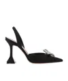 Amina Muaddi Womens Black Rosie Crystal-embellished Leather Sling-back Courts In Black