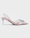 AMINA MUADDI ROSIE CLEAR BOW HALTER PUMPS