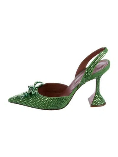 Pre-owned Amina Muaddi Rosie Crystal Slingback Pumps In Green
