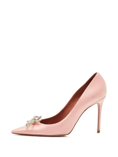 Pre-owned Amina Muaddi Rosie Crystal-bow Pumps In Pink