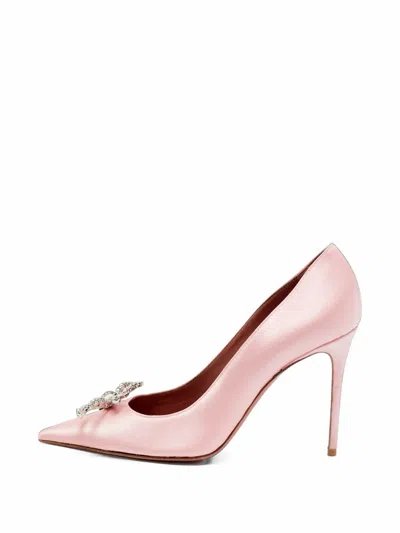 Pre-owned Amina Muaddi Rosie Crystal-embellished Heeled Pumps In Pink