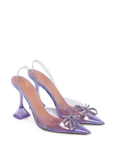 Pre-owned Amina Muaddi Rosie Crystal-embellished Heeled Pumps In Purple