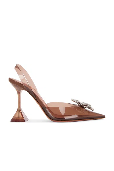 Amina Muaddi Rosie Glass Pointed Toe Slingback Pump In White