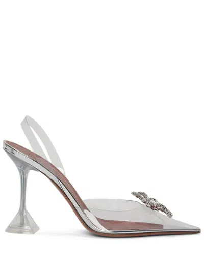 Amina Muaddi Rosie Glass 95mm Slingback Pumps In Transparent