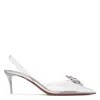 Amina Muaddi Rosie Glass Slingback Sandals In White
