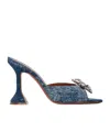 Amina Muaddi Blue Rosie Slipper Heeled Sandals In Blue