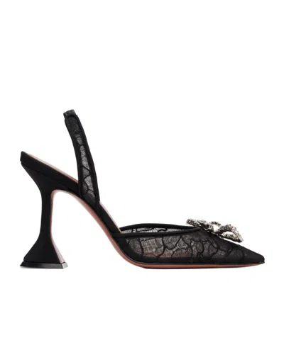 Amina Muaddi Rosie Lace Sling 95 Pointed-toe High-heeled Sandals In Black