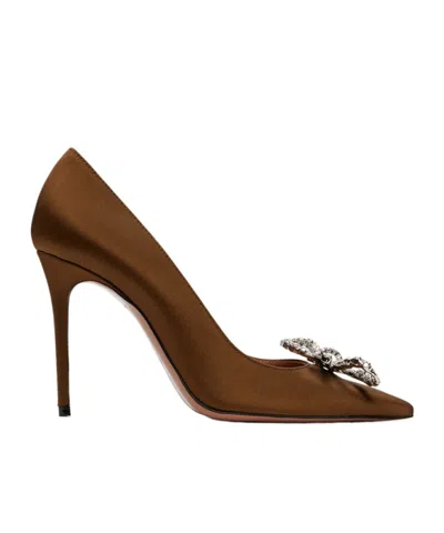 Amina Muaddi Rosie Pointed Heels In Brown