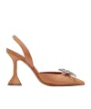 Amina Muaddi Pointed Shoes With Exposed Heels In Brown