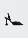 Amina Muaddi Rosie Crystal-embellished Satin Slingback Pumps In Black