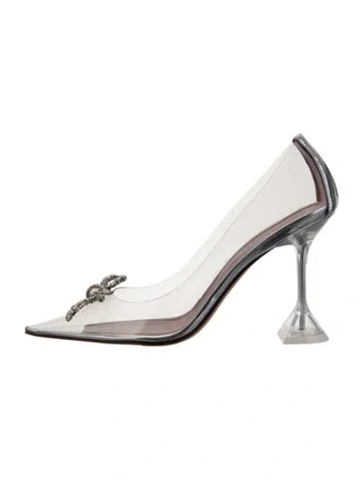 Pre-owned Amina Muaddi Rosie Pvc Pumps In Silver